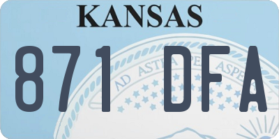 KS license plate 871DFA