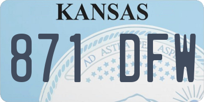 KS license plate 871DFW