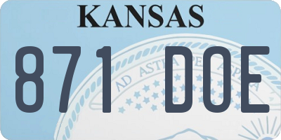 KS license plate 871DOE