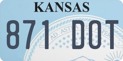 KS license plate 871DOT