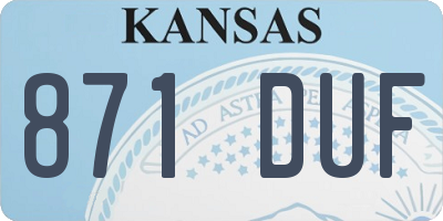 KS license plate 871DUF