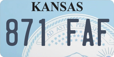 KS license plate 871FAF