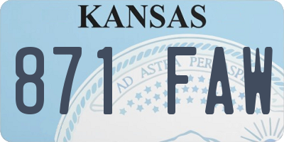 KS license plate 871FAW