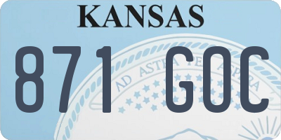 KS license plate 871GOC