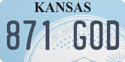 KS license plate 871GOD