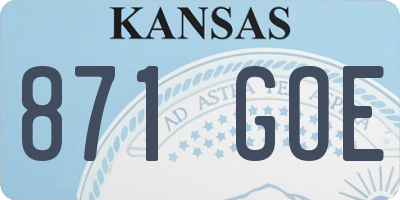 KS license plate 871GOE