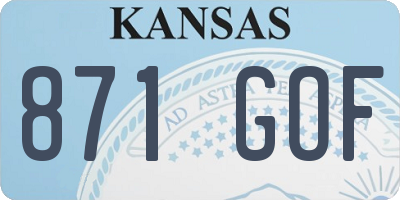 KS license plate 871GOF