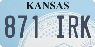 KS license plate 871IRK