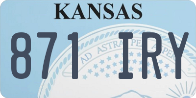 KS license plate 871IRY