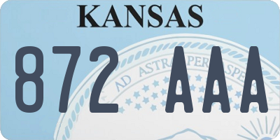 KS license plate 872AAA