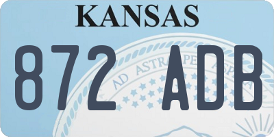 KS license plate 872ADB