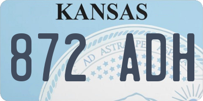 KS license plate 872ADH