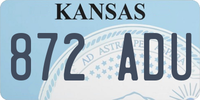 KS license plate 872ADU