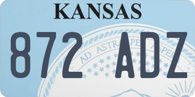 KS license plate 872ADZ
