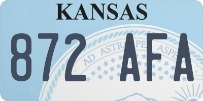 KS license plate 872AFA