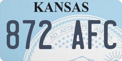 KS license plate 872AFC