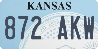 KS license plate 872AKW