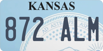 KS license plate 872ALM