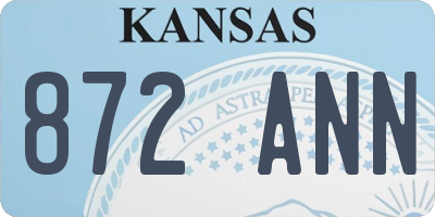 KS license plate 872ANN