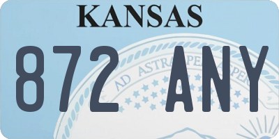 KS license plate 872ANY