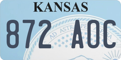 KS license plate 872AOC