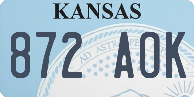 KS license plate 872AOK