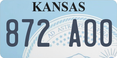 KS license plate 872AOO