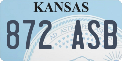 KS license plate 872ASB