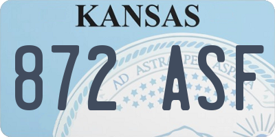 KS license plate 872ASF