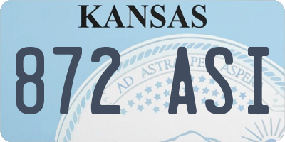 KS license plate 872ASI