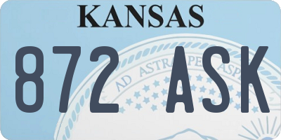 KS license plate 872ASK