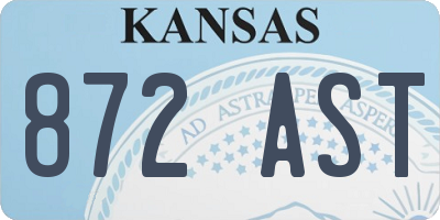 KS license plate 872AST