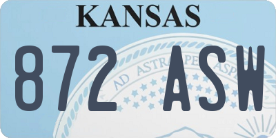 KS license plate 872ASW