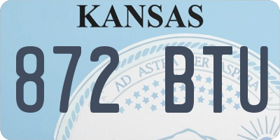 KS license plate 872BTU