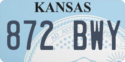 KS license plate 872BWY