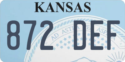 KS license plate 872DEF