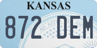 KS license plate 872DEM
