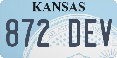 KS license plate 872DEV