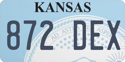 KS license plate 872DEX