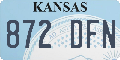 KS license plate 872DFN