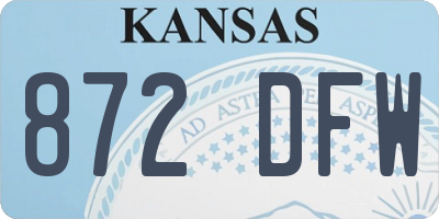 KS license plate 872DFW