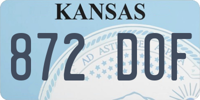 KS license plate 872DOF