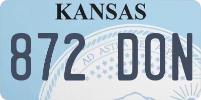 KS license plate 872DON