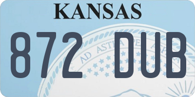 KS license plate 872DUB