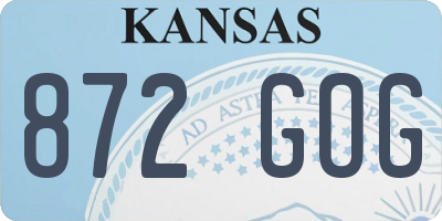 KS license plate 872GOG