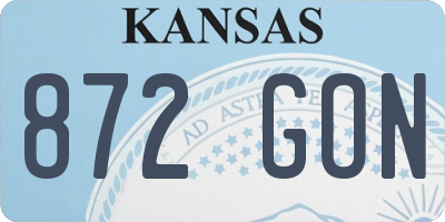 KS license plate 872GON