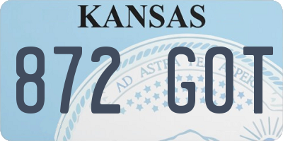 KS license plate 872GOT