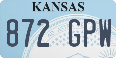 KS license plate 872GPW