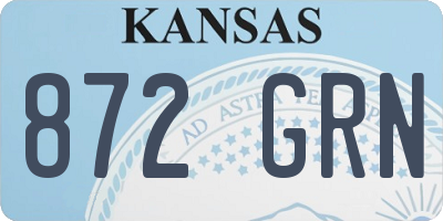 KS license plate 872GRN
