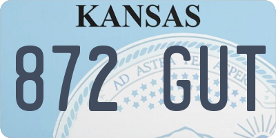 KS license plate 872GUT
